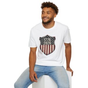 1776-2026 American Flag Shield T-Shirt | Patriotic Independence Day Tee